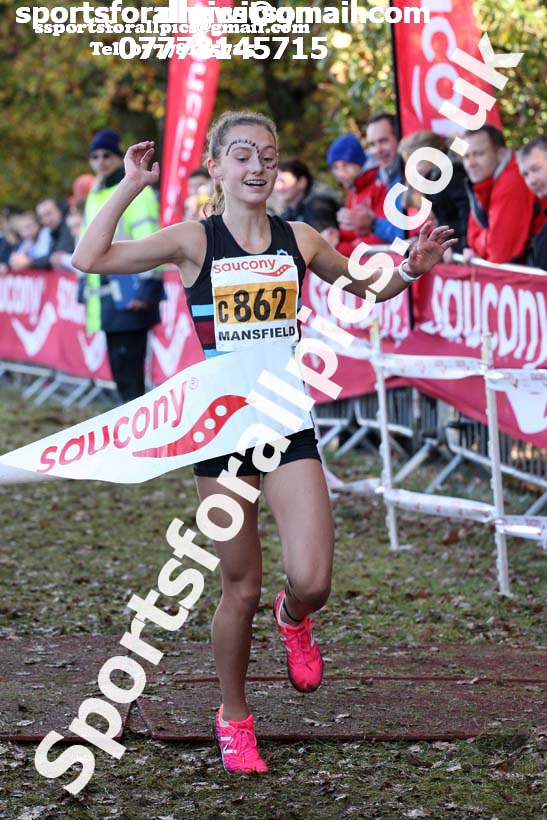 Girls under-15s National Cross Country Relay, Berry Hill Park, Mansfield. Photo:  David T. Hewitson/Sports for All Pics